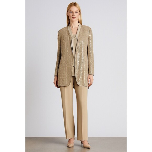 GIORGIO ARMANI LE COLLEZIONI Vintage Sequin Silk Blend 2 Pc Suit Size 14/12 READ - Picture 1 of 16